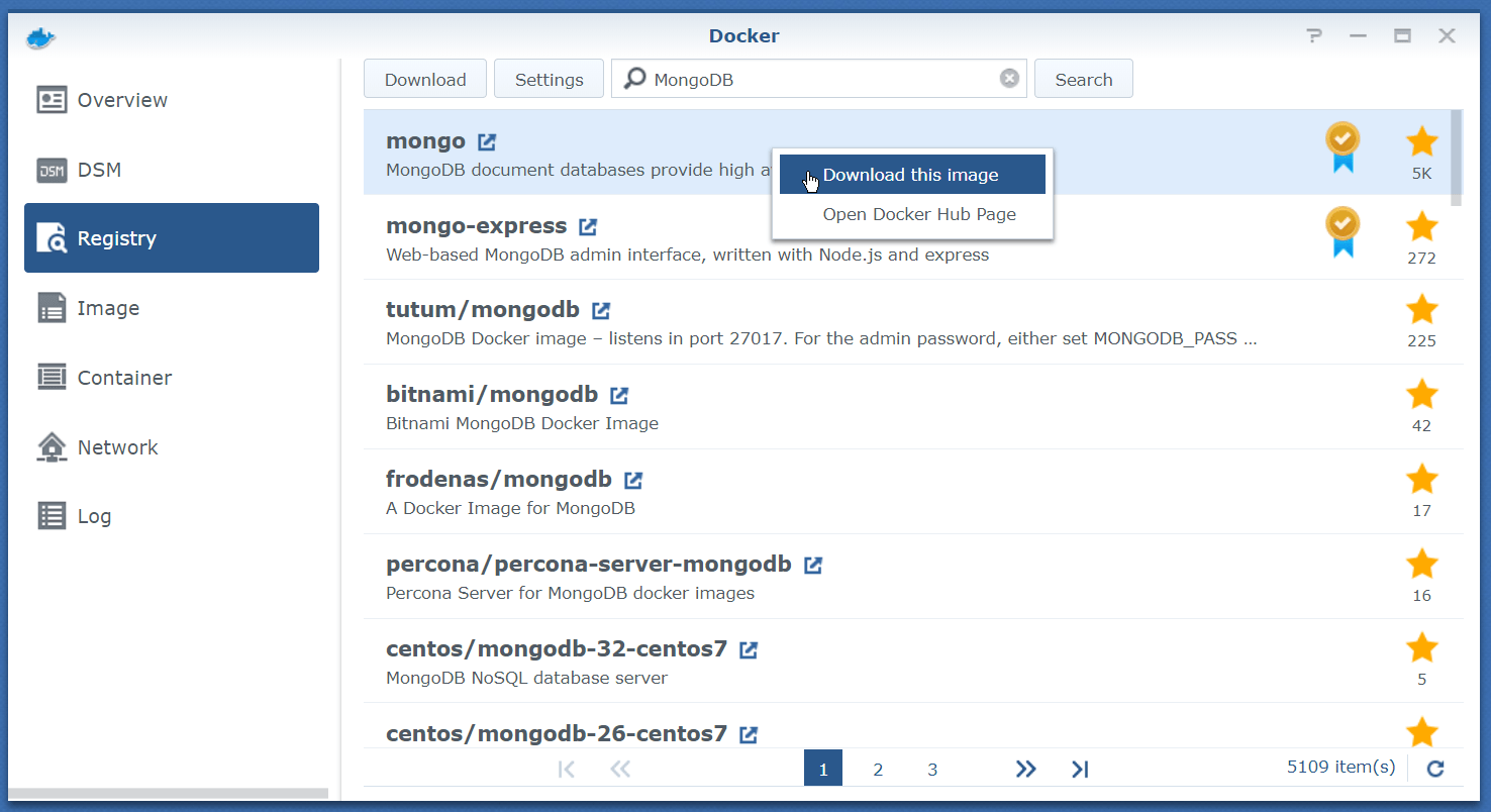 Run MongoDB in Docker on your Synology