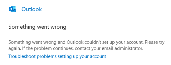 Outlook: failed to add Office 365 account